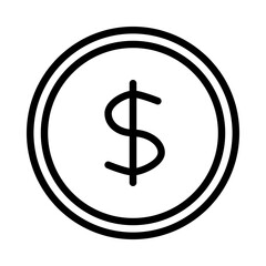 coin dollar icon or logo illustration outline black style
