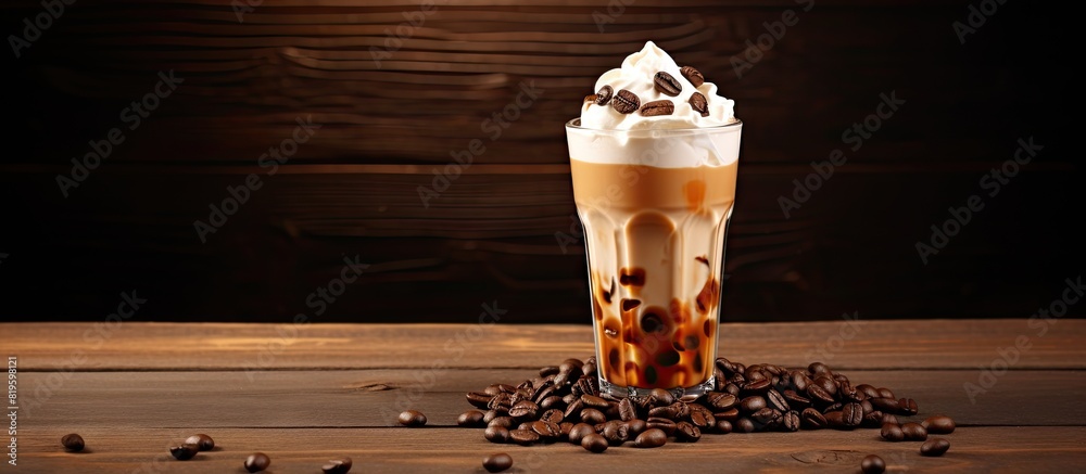 Wall mural Iced coffee topped with whipped cream and chocolate chips