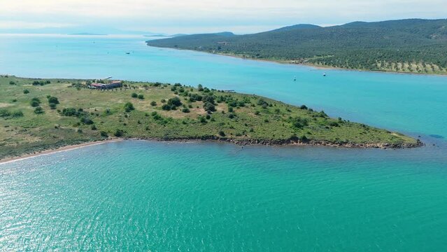 4K aerial videos of Ayvalik Cunda Island and its surroundings at sunset