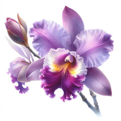Purple cattleya flowers on white background,