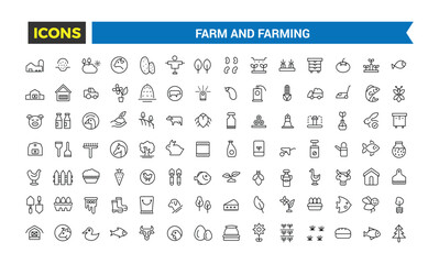 Farm and Farming, Agriculture icon set. Editable vector icon and illustration. © Rubbble