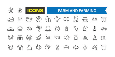 Farm and Farming, Agriculture icon set. Editable vector icon and illustration.