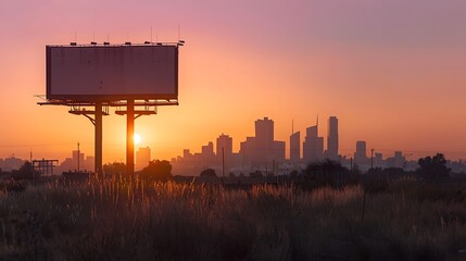  As the first light of dawn breaks over the city, a billboard emerges from the shadows, its pristine surface catching the golden hues of morning. 