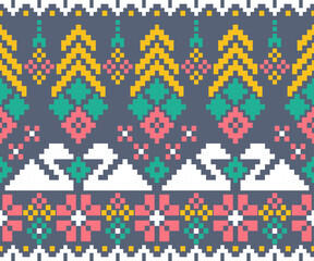 Cross-stitch fabric pattern for textile design. Clothing, background pattern. 