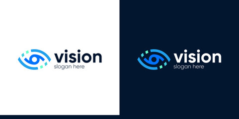 Eye tech logo design. Global vision logotype design graphic symbol icon vector.