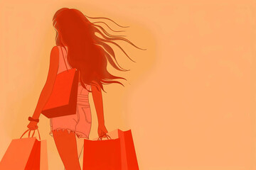 Happy shopping people in vector illustration style