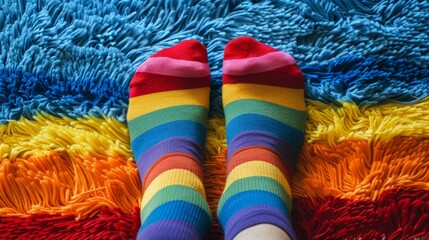 Rainbow Socks on Mismatched Feet