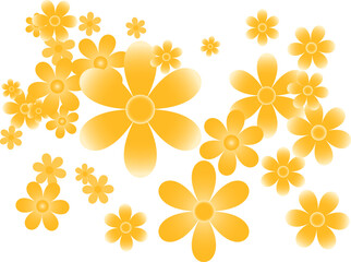 Many yellow flowers seamless On a white background. Vector