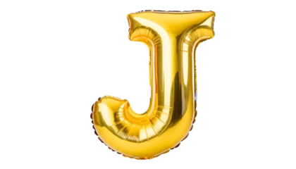Realistic letter j made of golden balloon