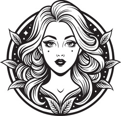 Beauty and makeup logo illustration black and white 