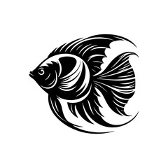 Black and White Angelfish Silhouette for Underwater and Marine Life Art - angelfish illustration
