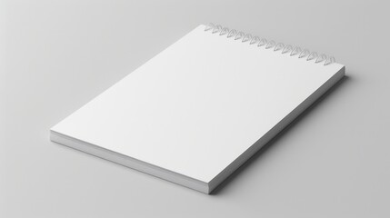 Notepad Blank. High Resolution 3D Render Template, White A4 Paper Sheets on Gray Background