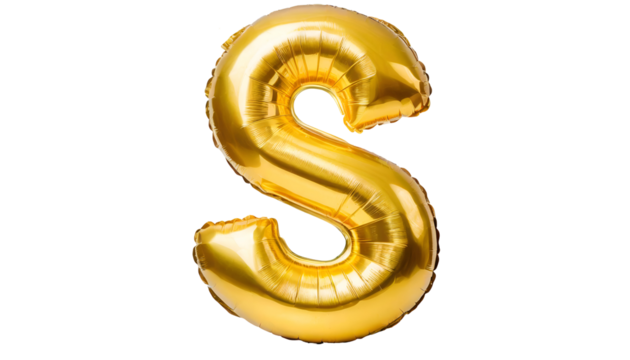 Realistic letter s made of golden balloon