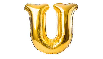Realistic letter u made of golden balloon