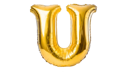 Realistic letter u made of golden balloon