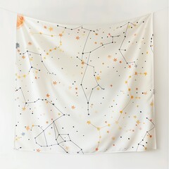 Minimalistic watercolor of a constellation-themed mug for hot drinks on a white background, cute and comical.