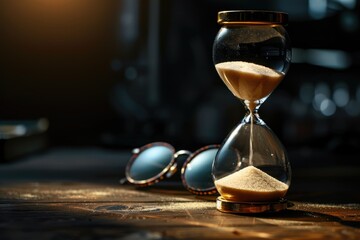 Time Symbol. Antique Hourglass Countdown for Deadline Management in Business Concept