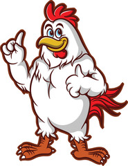 cartoon illustration design of the number one expression rooster and thumbs up.eps
