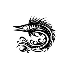 Obraz premium Exquisite Barracuda Silhouette for Professional and Creative Design Projects - minimalist barracuda vector 