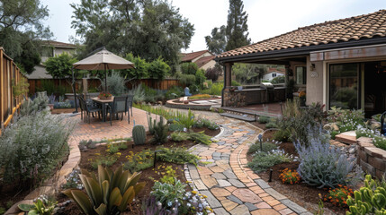 Fototapeta premium with a dedicated area for mixing homemade lawn treatments and fertilizers, emphasizing water conservation and plant health