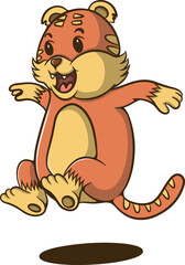 cute little tiger cartoon illustration design is jumping.eps