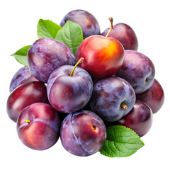ripe plums on transparent background
