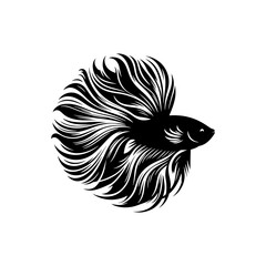 Stunning Betta Fish Silhouette for Creative and Decorative Purposes - minimalist betta fish vector
