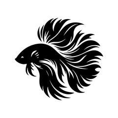 Clean and Sharp Betta Fish Silhouette for All Creative Needs - minimalist betta fish vector
