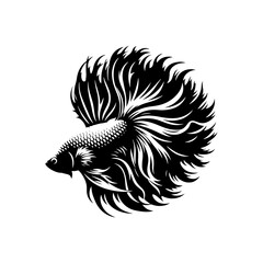 Stylish Betta Fish Silhouette for Creative and Digital Art Applications - minimalist betta fish vector
