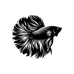 Elegant Betta Fish Silhouette for Sophisticated and Artistic Designs - betta fish illustration
