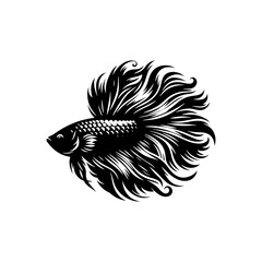 Artistic Betta Fish Silhouette for High-End and Unique Artworks - betta fish illustration
