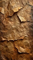 Brown colored paper texture ,Mobile phone wallpaper ,Cigar colored vertical background ,Textured surface with cellulose fibers, abstract background made of crumpled craft brown paper
