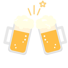 生ビール　ジョッキビールで乾杯　イラスト