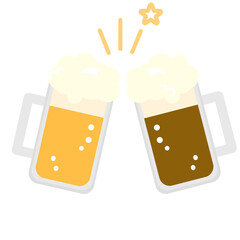 生ビール　ジョッキビールで乾杯　イラスト