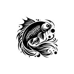 Simple and Stylish Carp Silhouette for Various Graphic Design Projects - minimalist carp vector
