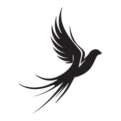 Black simple dove logo icon, vector illustration on white background