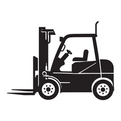 Black simple forklift logo icon, vector illustration on white background
