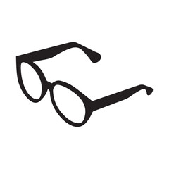Black simple glasses logo icon, vector illustration on white background