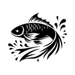 Stunning Carp Silhouette for Digital and Print Media Projects - minimalist carp vector
