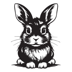 Simple minimalistic rabbit icon, vector illustration on white background