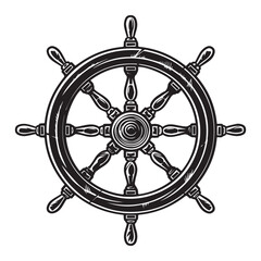 Flat ships wheel icon design, black vector illustration on white background