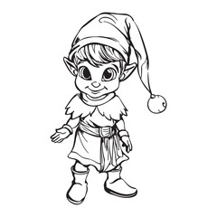 Simple christmas elf icon, black vector illustration on white background