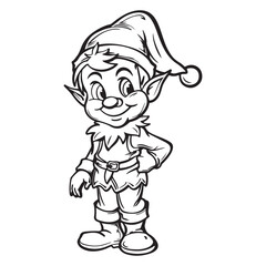 Simple christmas elf icon, black vector illustration on white background