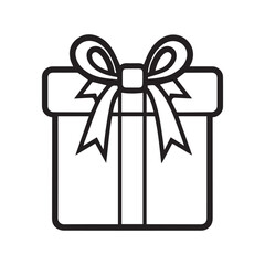 Simple christmas gift icon, black vector illustration on white background