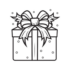 Simple christmas gift icon, black vector illustration on white background