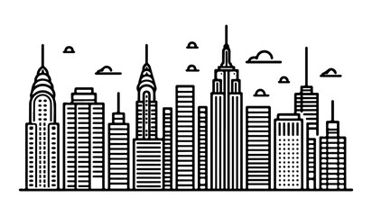 Simple skyline theme design, black vector illustration on white background