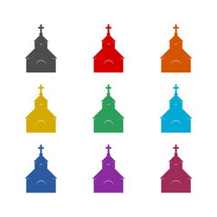 Church black  icon isolated on white background. Set icons colorful