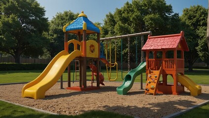 photo of children's play area in the park made by AI generative