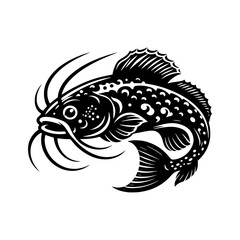 Vibrant Catfish Silhouette: Bursting with Underwater Life - catfish illustration
