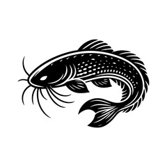 Spirited Catfish Silhouette: Energy of the Submerged World - minimalist catfish vector
